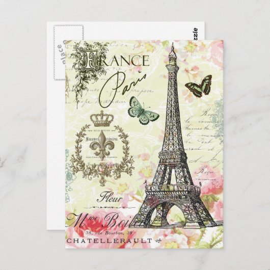 moderne eiffeltoren in frankrijk briefkaart (Voorkant / Achterkant)