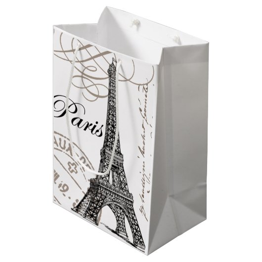 moderne  Eiffeltoren Medium Cadeauzakje (Voorkant Gekanteld)