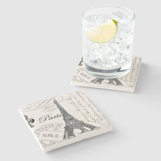 moderne  Eiffeltoren Stenen Onderzetter (Zijkant)
