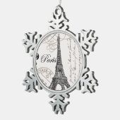 moderne  Eiffeltoren Tin Sneeuwvlok Ornament (Rechts)