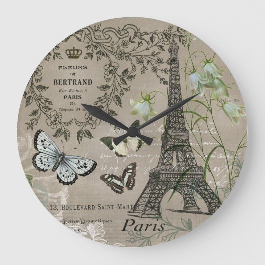 moderne Eiffeltoren-tuinklok Grote Klok (Voorkant)