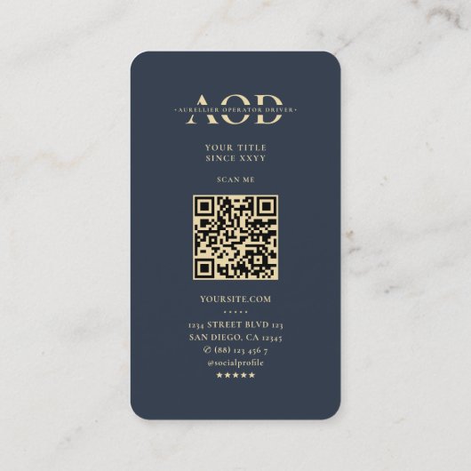 Moderne Eigenaar Operator Driver Monogram Donkerbl Visitekaartje (Achterkant)