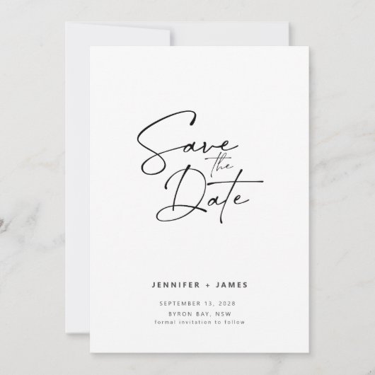 Moderne eigentijdse script Save the date uitnodigi Kaart (Voorkant)