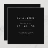 Moderne eigentijdse zwart-wit save the date kaart (Voorkant / Achterkant)