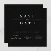 Moderne eigentijdse zwart-wit save the date  kaart (Voorkant / Achterkant)