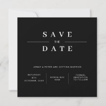 Moderne eigentijdse zwart-wit save the date 