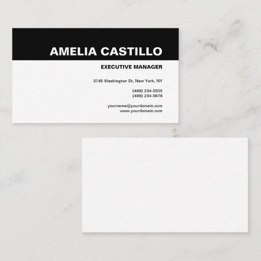 Moderne, eigentijdse zwarte vlek visitekaartje (Voorkant / Achterkant)