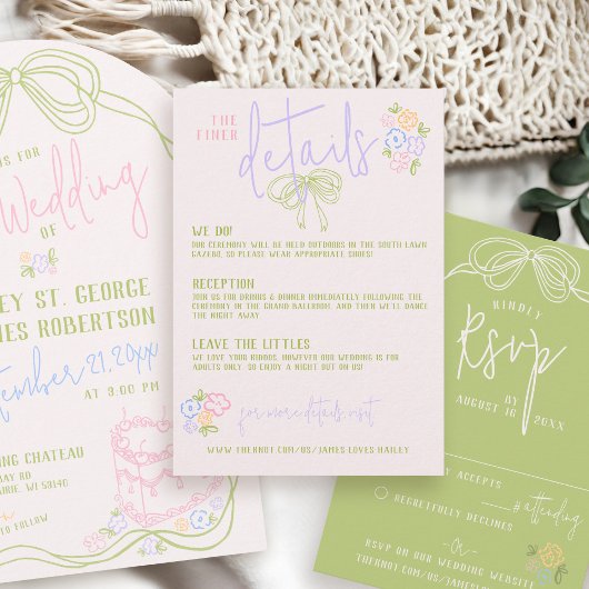 Moderne eigenzinnige hand getrokken boeg PASTEL br Informatiekaartje