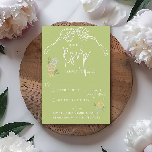 Moderne eigenzinnige hand getrokken boeg PASTEL gr RSVP Kaartje