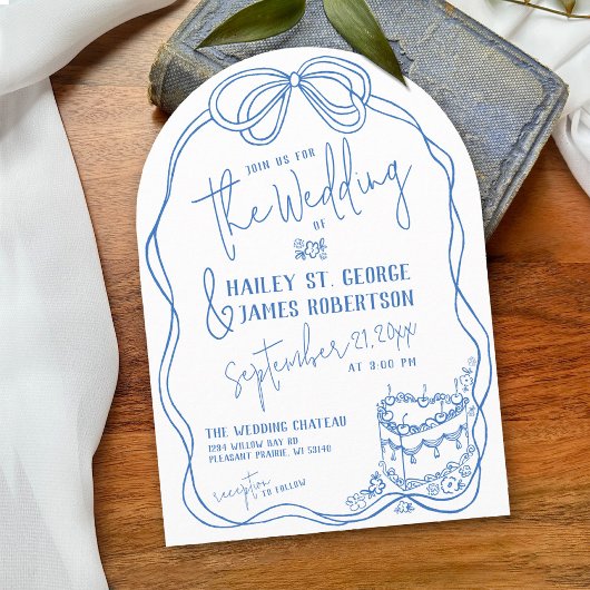 Moderne eigenzinnige hand getrokken boog BLAUW ret Kaart