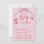 Moderne eigenzinnige hand getrokken boog bloemenro RSVP kaartje (Voorkant)