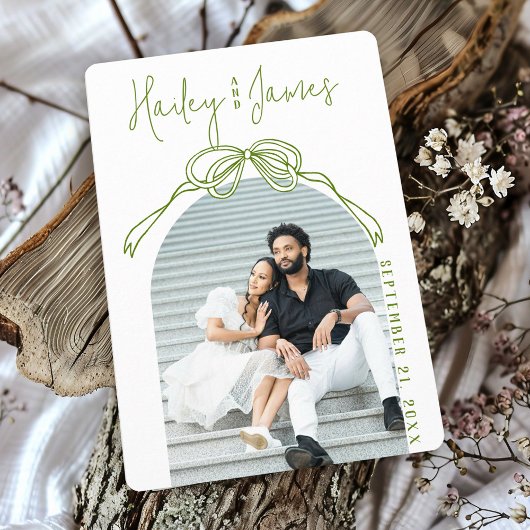 Moderne Eigenzinnige Hand Getrokken Boog GROEN Fot Save The Date