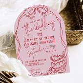 Moderne eigenzinnige hand getrokken boog roze retr kaart