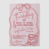 Moderne eigenzinnige hand getrokken boog roze retr vellum uitnodigingen (Voorkant)