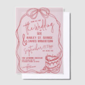 Moderne eigenzinnige hand getrokken boog roze retr vellum uitnodigingen (Offset)