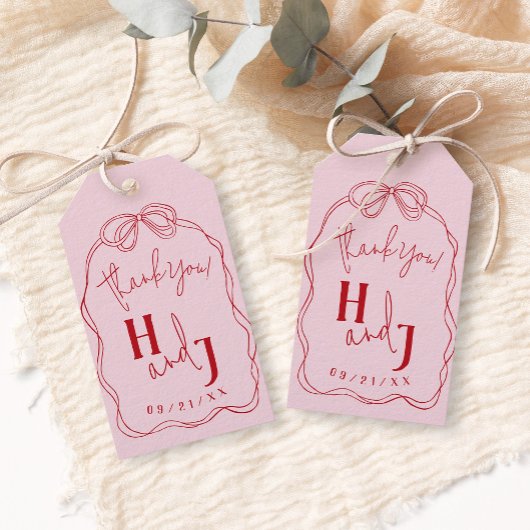 Moderne Eigenzinnige Hand Getrokken Boog ROZE & RO Cadeaulabel