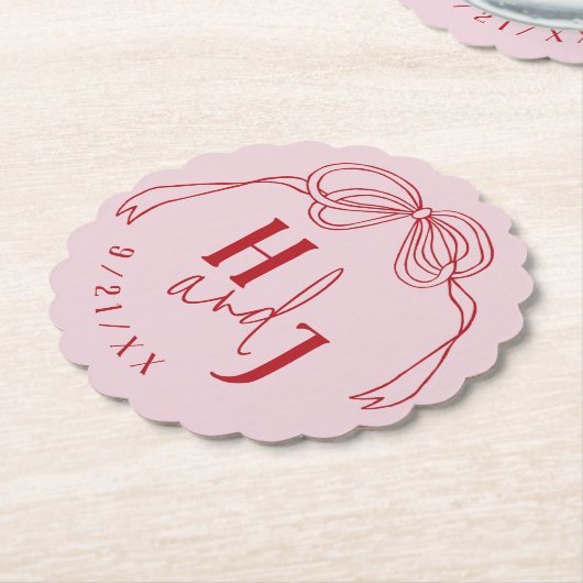 Moderne Eigenzinnige Hand Getrokken Boog ROZE & RO Kartonnen Onderzetters (Gekanteld)