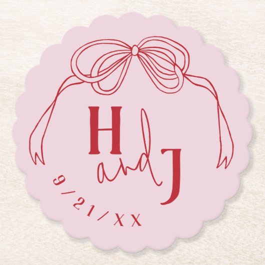 Moderne Eigenzinnige Hand Getrokken Boog ROZE & RO Kartonnen Onderzetters (Voorkant)