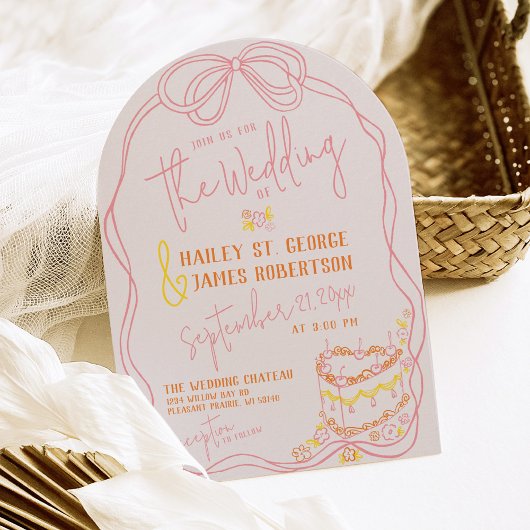 Moderne eigenzinnige hand getrokken boog roze zons kaart