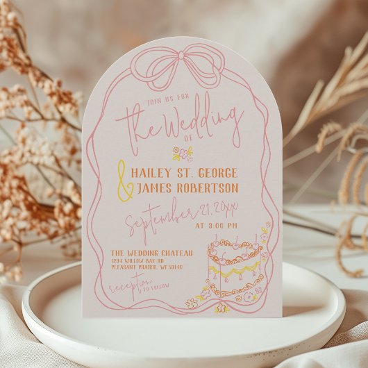 Moderne eigenzinnige hand getrokken boog roze zons kaart