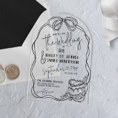 Moderne eigenzinnige hand getrokken boog ZWART ret Acryl Uitnodigingen