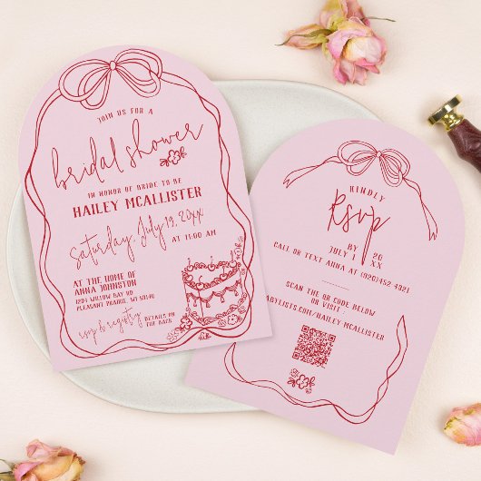 Moderne eigenzinnige handgetekende boogroze Vrijge Kaart