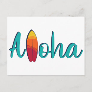 Moderne Eiland Kleurrijk Aloha Eenvoudig  Briefkaart