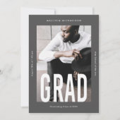 Moderne ein foto grote grijze afstudeerfoto aankondiging (Voorkant)