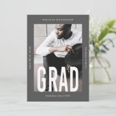 Moderne ein foto grote grijze afstudeerfoto aankondiging (Staand voorkant)