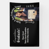 Moderne eindexamen foto aankondiging zwart & wit spandoek (Verticaal)