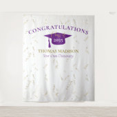 Moderne eindexamenfeest Streamers Paarse Achtergro Wandkleed (Voorkant)