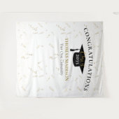 Moderne eindexamenfeest streamers zwarte achtergro wandkleed (Voorkant (horizontaal))