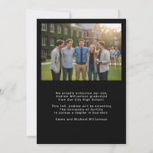 Moderne eindexamenfoto zwart afstuderen aankondiging (Achterkant)