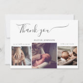 Moderne Eleagant Photo Collage Baby Dank u Bedankkaart (Voorkant)