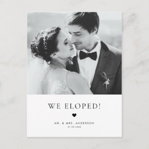 Moderne Elegance Black Typography Wedding Elopemen Briefkaart
