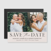 Moderne Elegance Cream Twee Foto Save the Date Magnetische Uitnodiging (Voorkant / Achterkant)