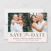 Moderne Elegance Cream Twee Foto Save the Date Magnetische Uitnodiging (Voorkant)