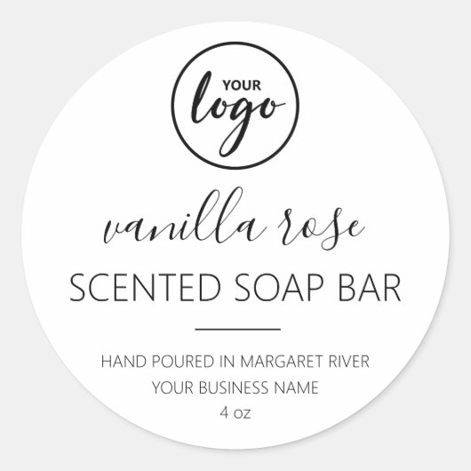 Moderne Elegance Font White Soap Logo Labels (Voorkant)