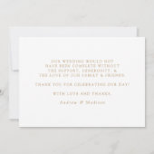 Moderne Elegance Gold Script Wedding Bedankkaart (Achterkant)
