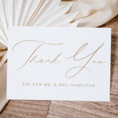 Moderne Elegance Gold Script Wedding Bedankkaart