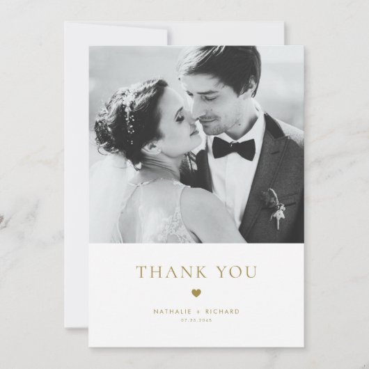 Moderne Elegance Gold Typography Wedding Bedankkaart (Voorkant)