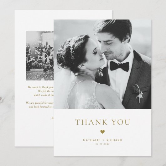 Moderne Elegance Gold Typography Wedding Bedankkaart (Voorkant / Achterkant)