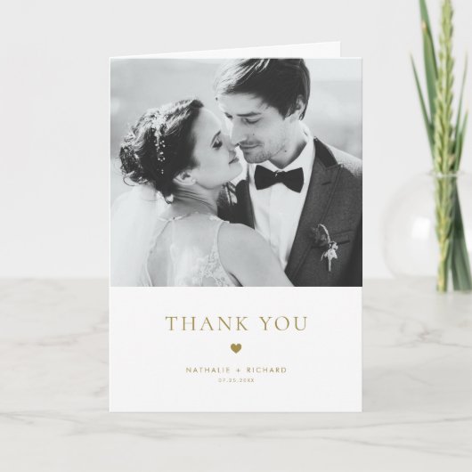 Moderne Elegance Gold Typography Wedding Bedankkaart (Voorkant)