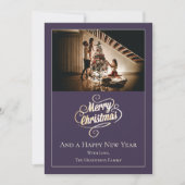 Moderne Elegance Kerstfoto | PAARSE Feestdagenkaart (Voorkant)