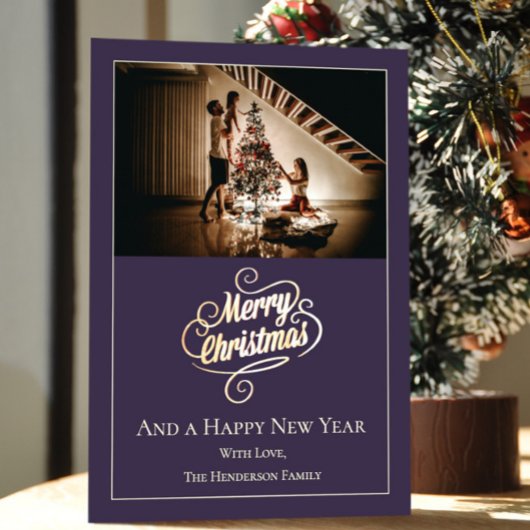 Moderne Elegance Kerstfoto | PAARSE Feestdagenkaart