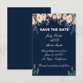 Moderne Elegance Pink Floral Save the Date Kaart (Voorkant / Achterkant)