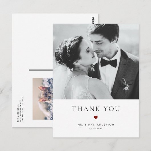 Moderne Elegance Red Typography Weddenschap Bedank Briefkaart (Voorkant / Achterkant)