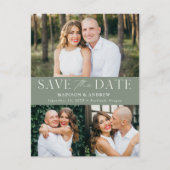 Moderne Elegance Sage Green 3 Foto Save the Date Aankondigingskaart (Voorkant)