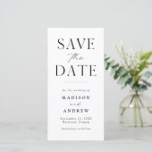 Moderne Elegance White Photo Save the Date (Staand voorkant)