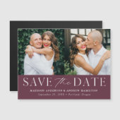 Moderne Elegance Wine Two Foto Save the Date Magnetische Uitnodiging (Voorkant / Achterkant)